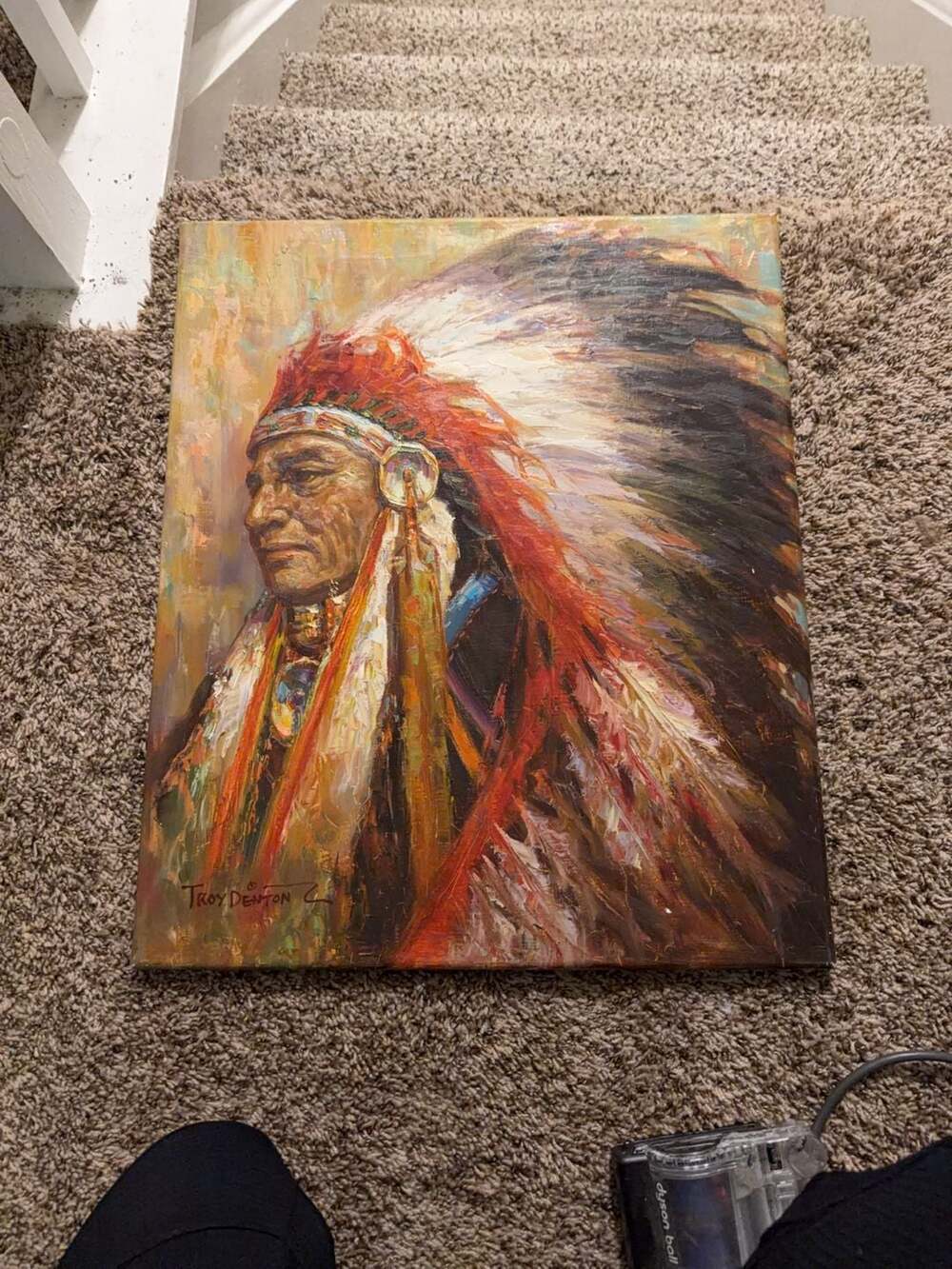 Troy Denton Original Oil Painting Native American Chief Portrait